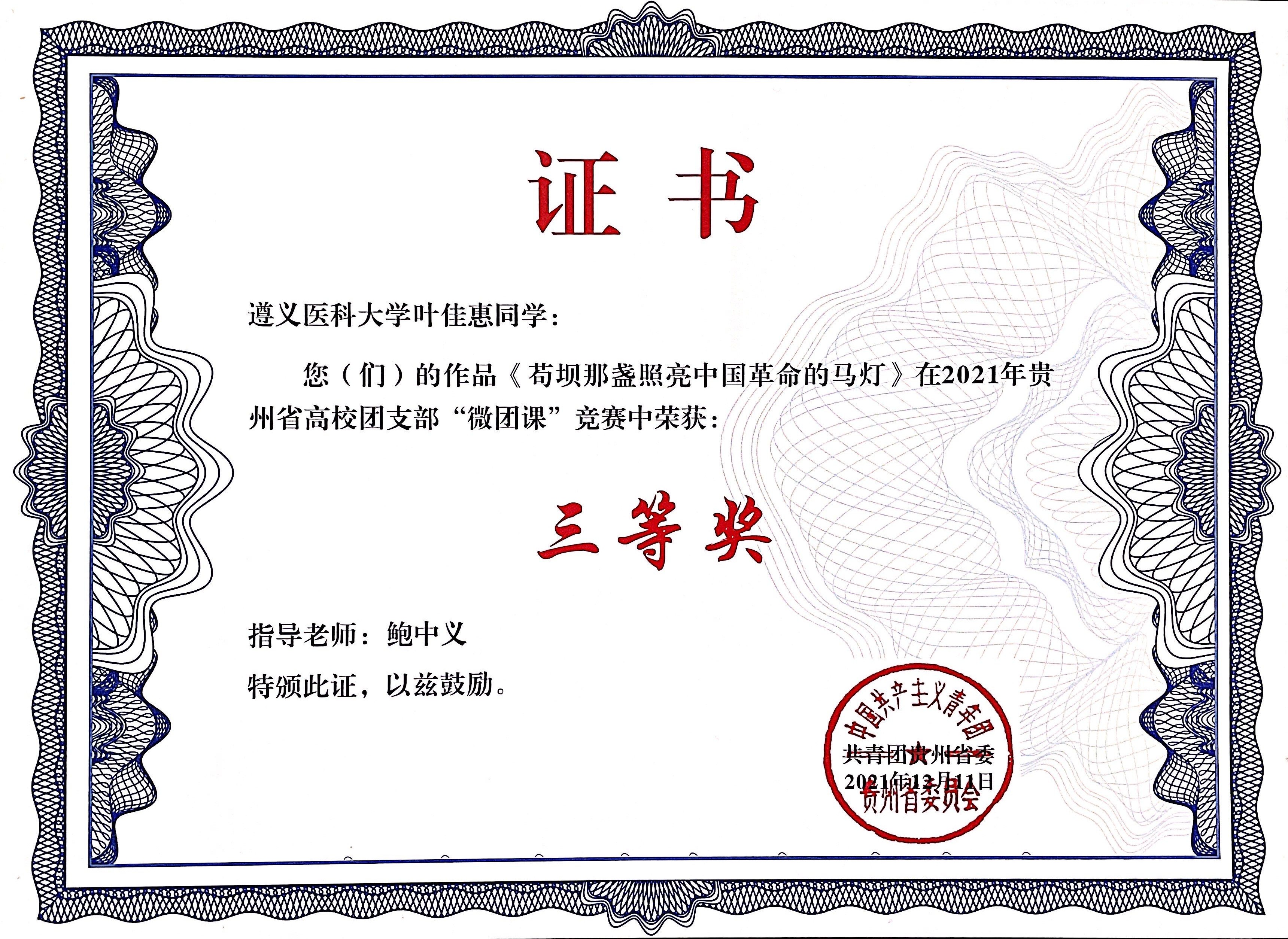叶佳惠 三等奖